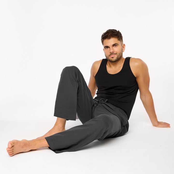 Timone Herren Schlafanzugshose Lang Pyjamahose aus Baumwolle Freizeithose Schlafhose Loungewearhose