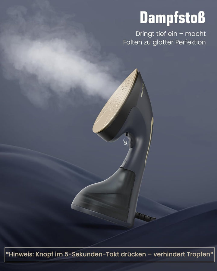 BEAUTURAL Steamer + Bügeleisen 2-in-1, 1500W Dampfglätter, 20 g/min Dampfleistung, 30s Aufheizen, 20
