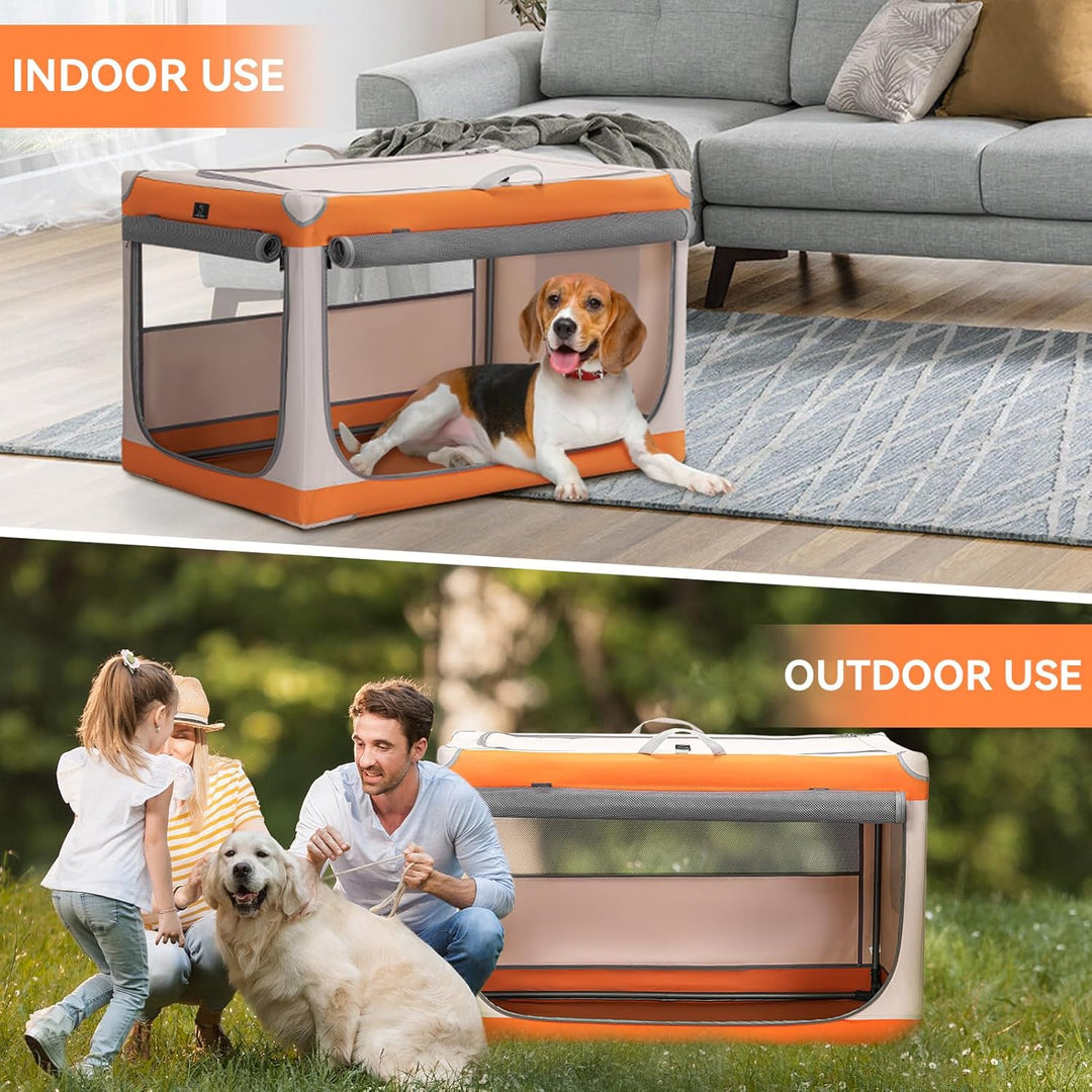 A 4 Pet Hundebox faltbar grosse Hunde,Hundebox für zuhause Auto Hundetransportbox Soft tragebar, lei