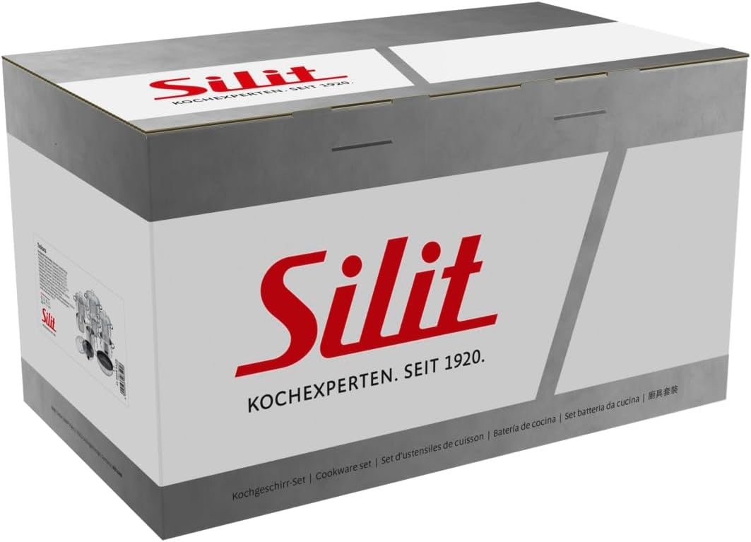 Silit Toskana Topfset Induktion 5-teilig, Edelstahl teilmattiert, Induktionstöpfe unbeschichtet, Gla