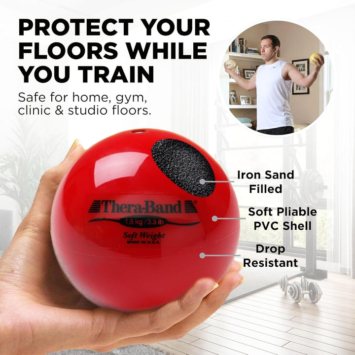 Theraband Gewichtsball für Krafttraining, Reha-Übungen, Pilates, Yoga, Muskeltraining, Workouts, Hei