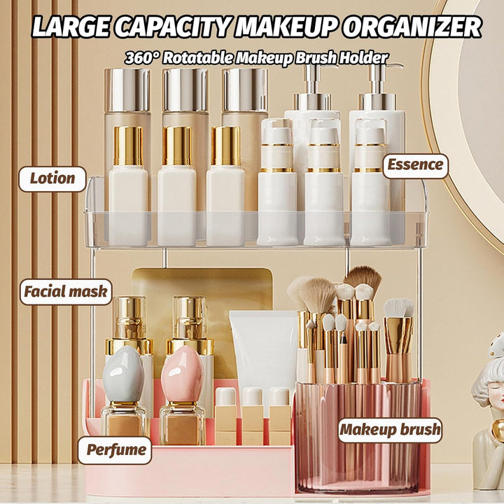 DASITON Make Up Kosmetik Organizer, 360° drehbarer Make Up Pinsel Organizer, Schmink Aufbewahrung fü