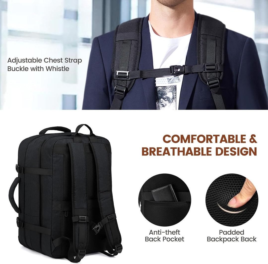 LOVEVOOK 30-40L Handgepäck Rucksack, Supergrosser erweiterbar Reiserucksack Flugzeug, Laptop Rucksac