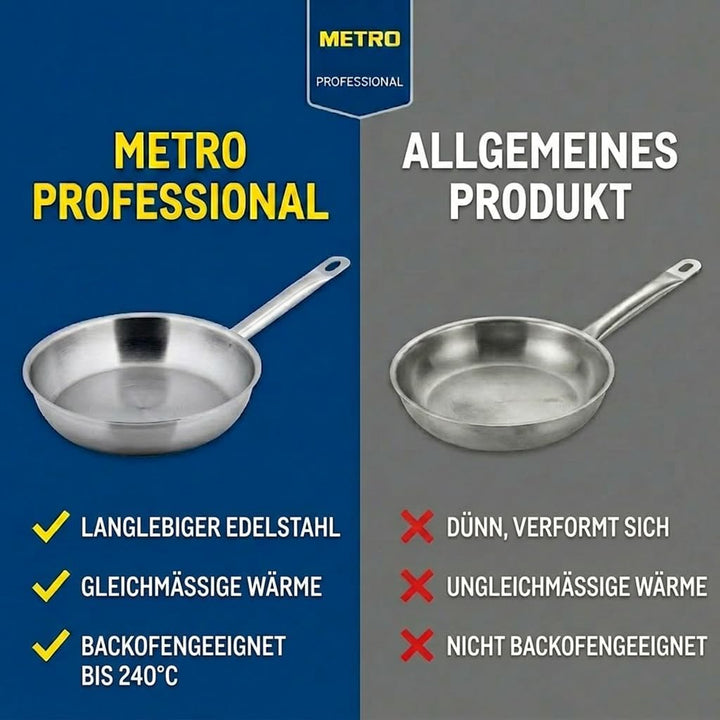 METRO Professional Pfanne unbeschichtet | Ø 24 cm | Edelstahl | Backofengeeignet bis max. 240 °C | a