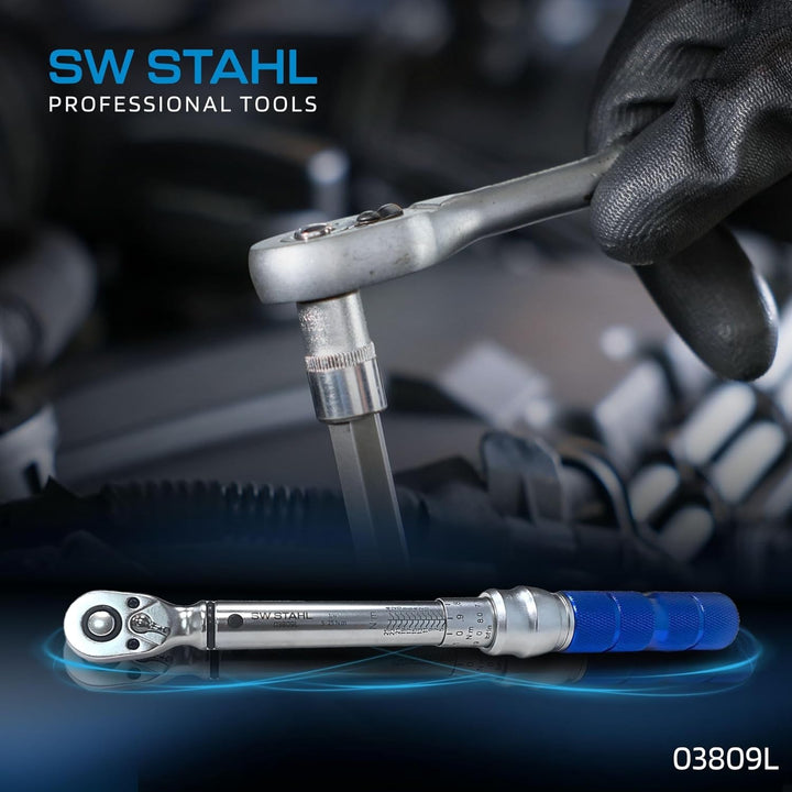 SW-Stahl 03809L Profi Drehmomentschlüssel 1/4 Zoll 5-25 Nm I Rechts-und Linksanzug I Doppelskala FT-