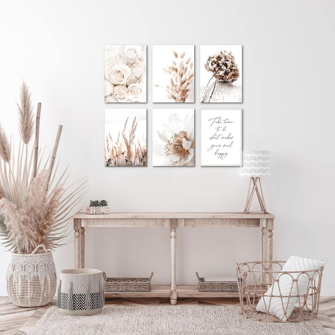 Novart Set Wandbilder - KEIN EXTRA RAHMEN BENÖTIGT - Wohnzimmer Schlafzimmer - Bilder Modern Boho Bl