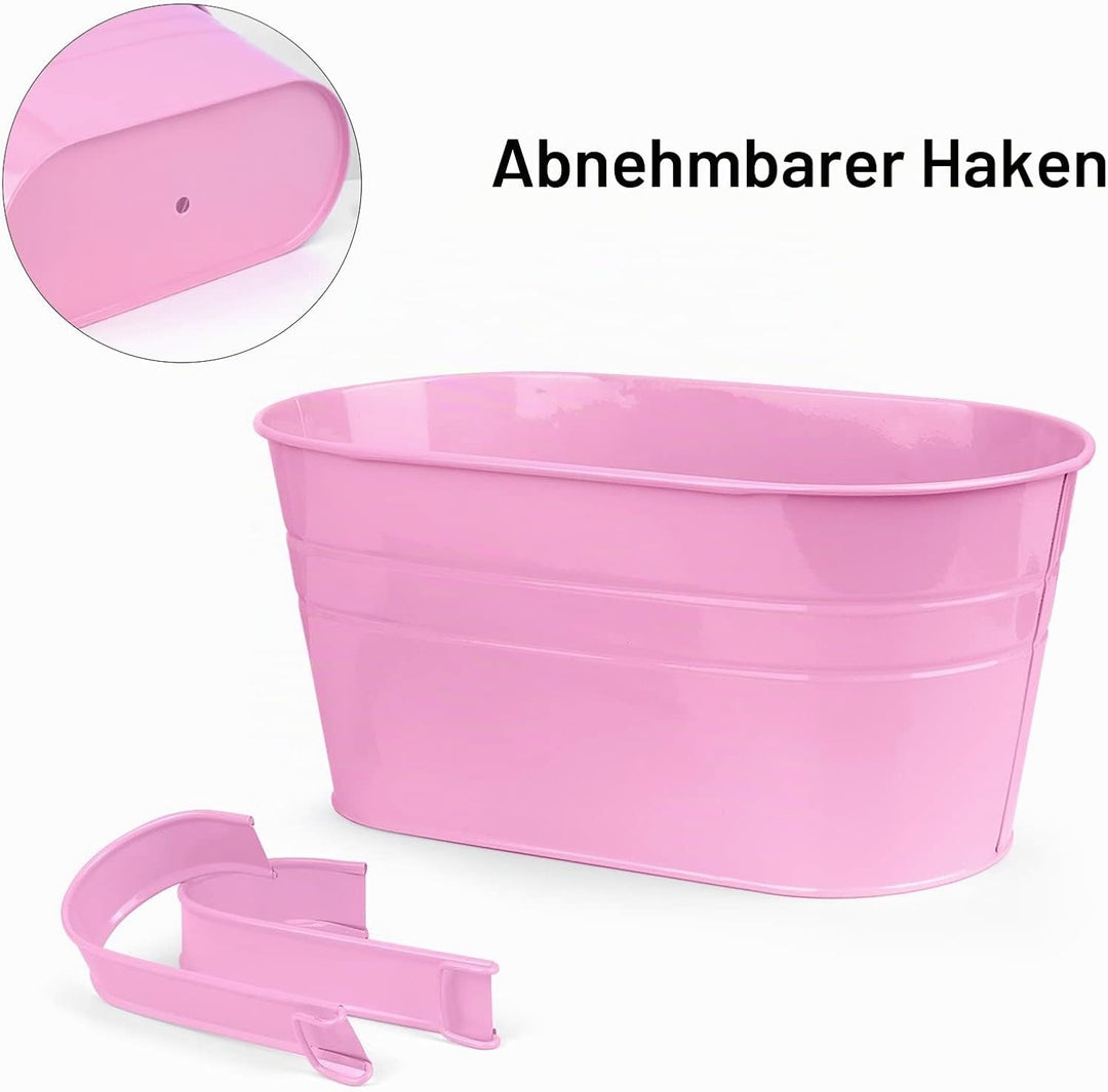 RIOGOO Blumentöpfe zum Aufhängen, aus Eisen mit abnehmbarem Haken, Gartentöpfe, Balkonpflanzen, Wand