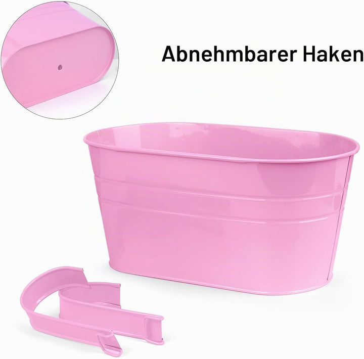 RIOGOO Blumentöpfe zum Aufhängen, aus Eisen mit abnehmbarem Haken, Gartentöpfe, Balkonpflanzen, Wand