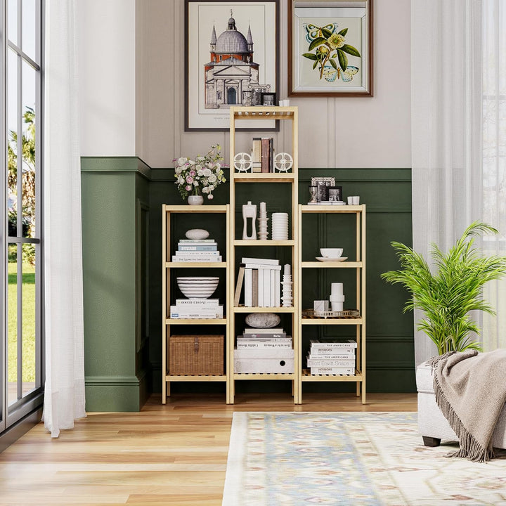 SMIBUY Badezimmer-Aufbewahrungsregal, 4 Ebenen, Bambusregal, Organizer, multifunktionales Regal für