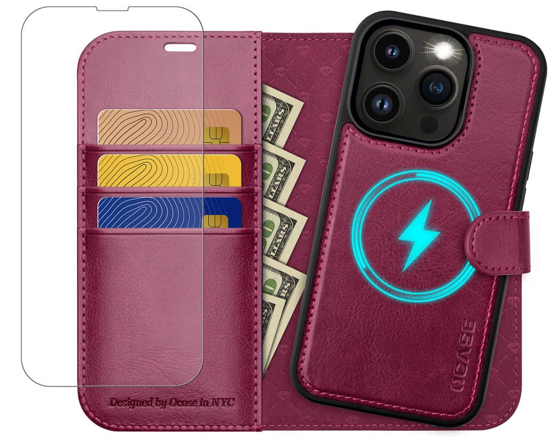 OCASE Hülle iPhone 14 Pro Max [Abnehmbare magnetische Hülle] [Kabelloses Laden] [Displayschutz] [Kar