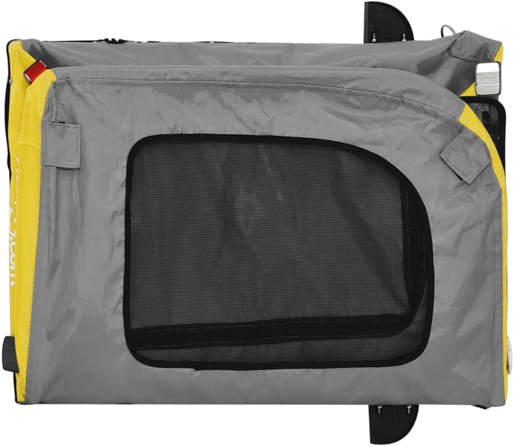 vidaXL Fahrradanhänger Hunde Blau und Grau Oxford-Gewebe und Eisen Gelb 63 x 121 x 65 cm, Gelb 63 x