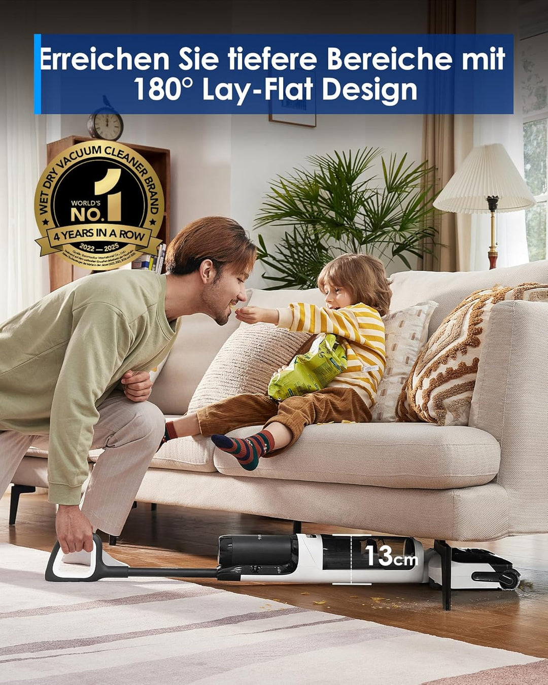 Tineco Floor ONE Switch S6 Stretch Nass Trockensauger, 180° Lay-Flat, Anti-Tangle, 85℃ Schnelltrockn