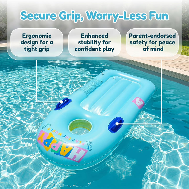 Inflatable Bodyboard Kids Boogie Board with Handles Portable Surfboard Pool Float Beach Surfing Swim