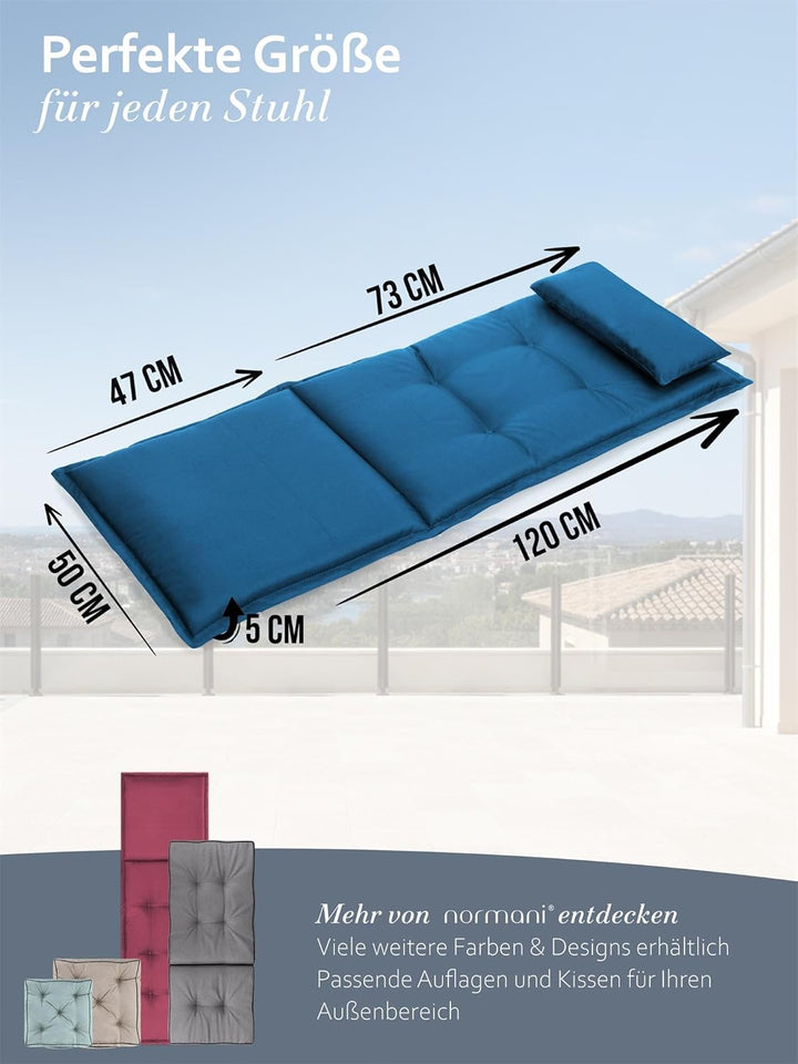 normani 6er-Set Stuhlauflagen Hochlehner mit Kissen 120x50 cm aus wasserdichtem und pflegeleichtem O