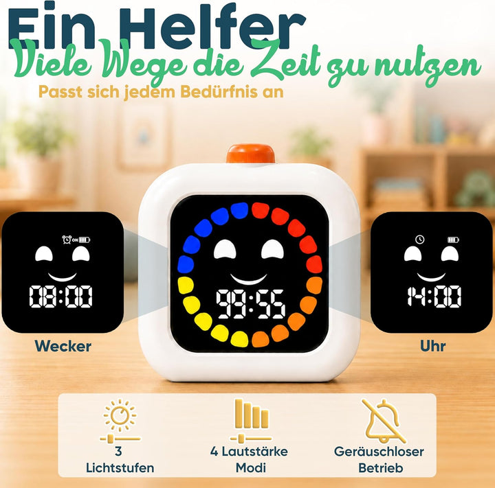 Digitaler Visueller Timer für Kinder - Wiederaufladbar, Geräuschlos 99-Minuten-Kinder-Timer für Schu