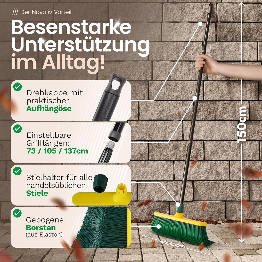 Novaliv Besenkopf Krallenbesen Set 40 cm Kunststoff Besenaufsatz Schneebesen Kratzbesen Rasenbesen B