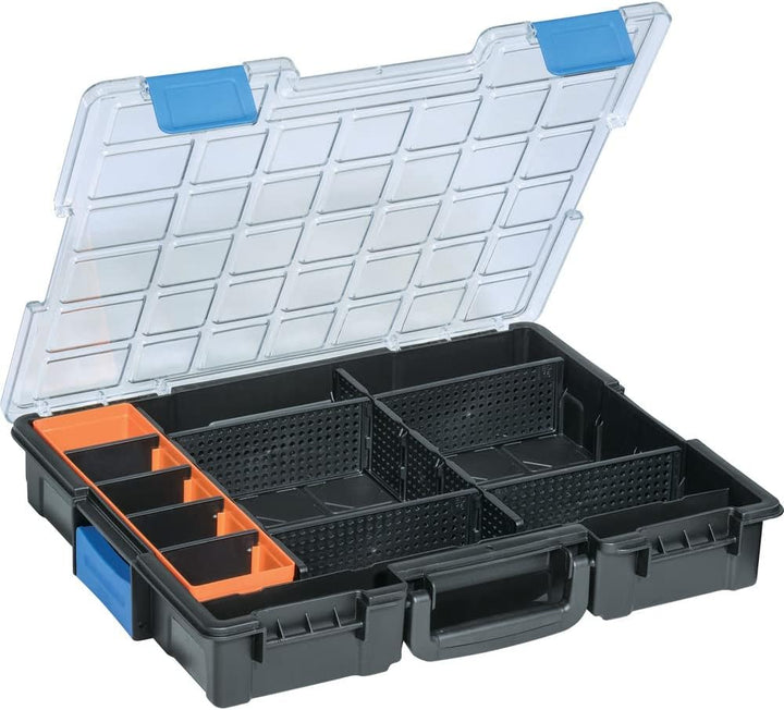 allit Kleinteilekoffer 454270 mit Verbindungsclips, flexiblen Trennstegen und hochschlagfestem Decke
