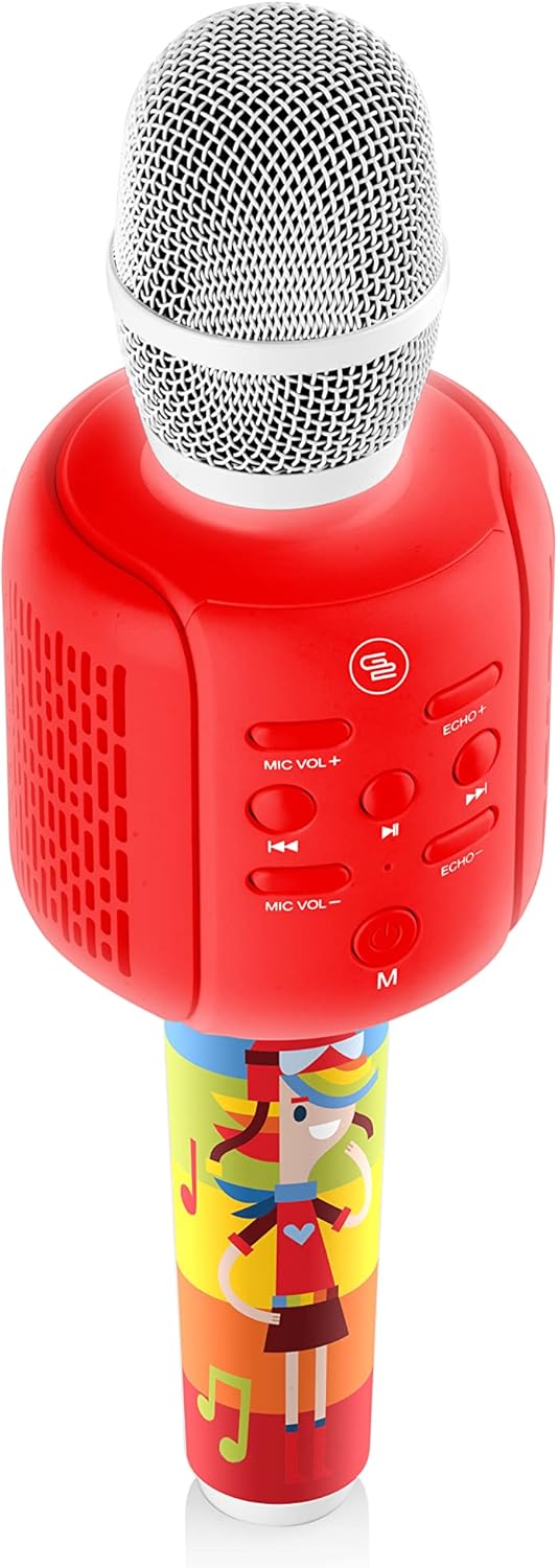 GOGEN Kinderkaraoke Mikrofon mit Lautsprecher I Bis zu 15 Stunden Akku I Bluetoohth USB I SD Karten