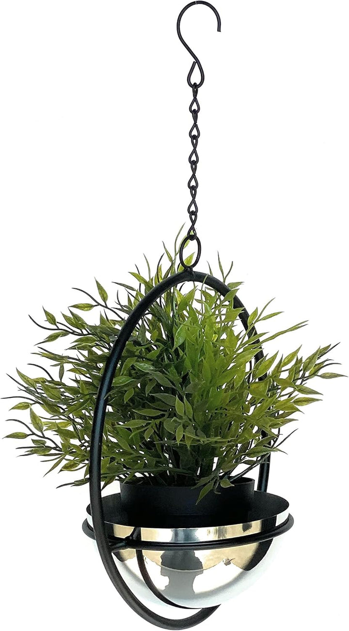DanDiBo Blumenampel Innen Metall Wand Hängepflanzen 43 cm 96087 S mit Topf Silber Pflanzenhänger Blu