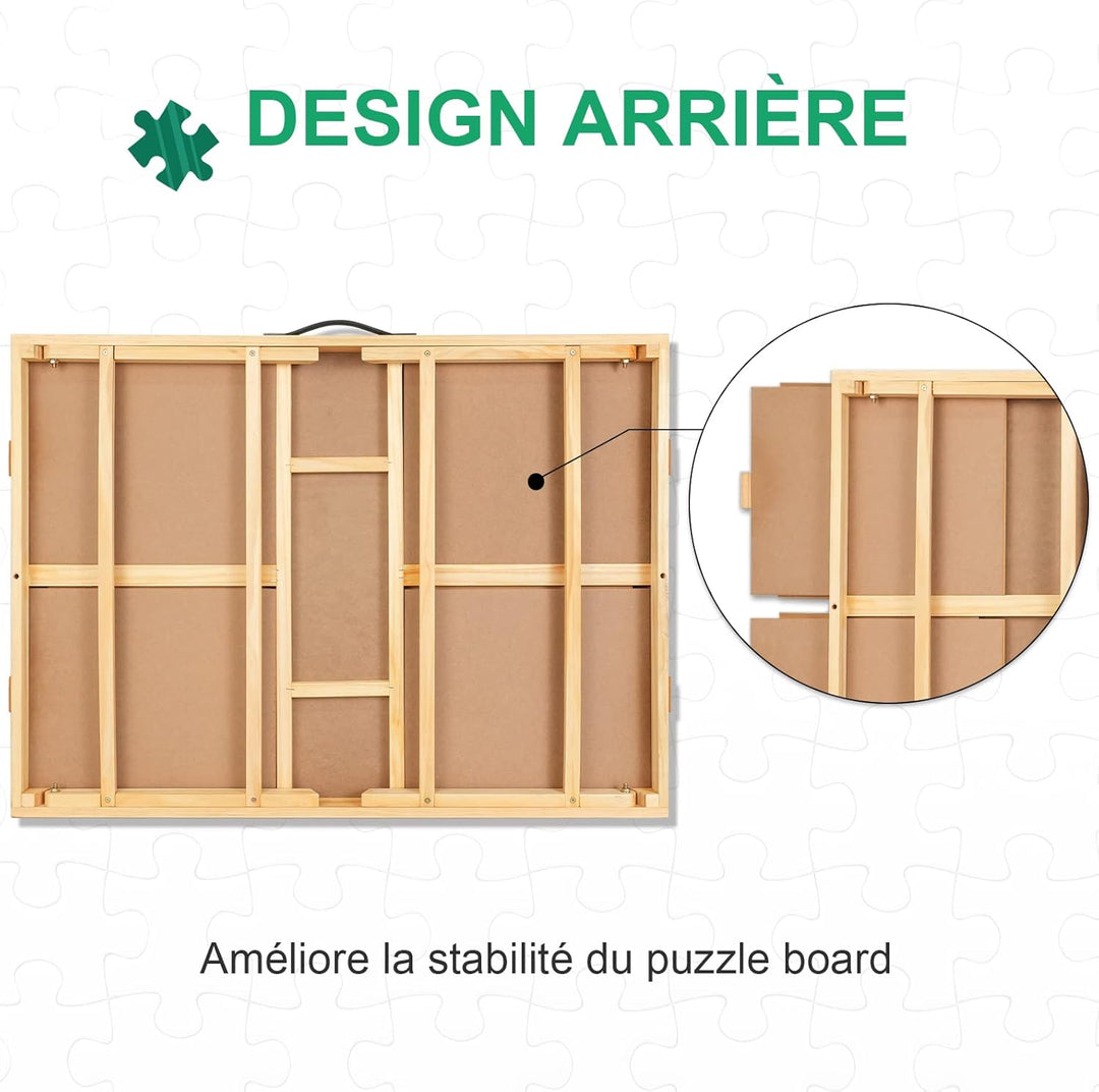 1500 Stück Tragbarer Puzzletisch mit Beinen, 64 x 87 cm Verstellbares Holz-Puzzlebrett mit 4 Schubla