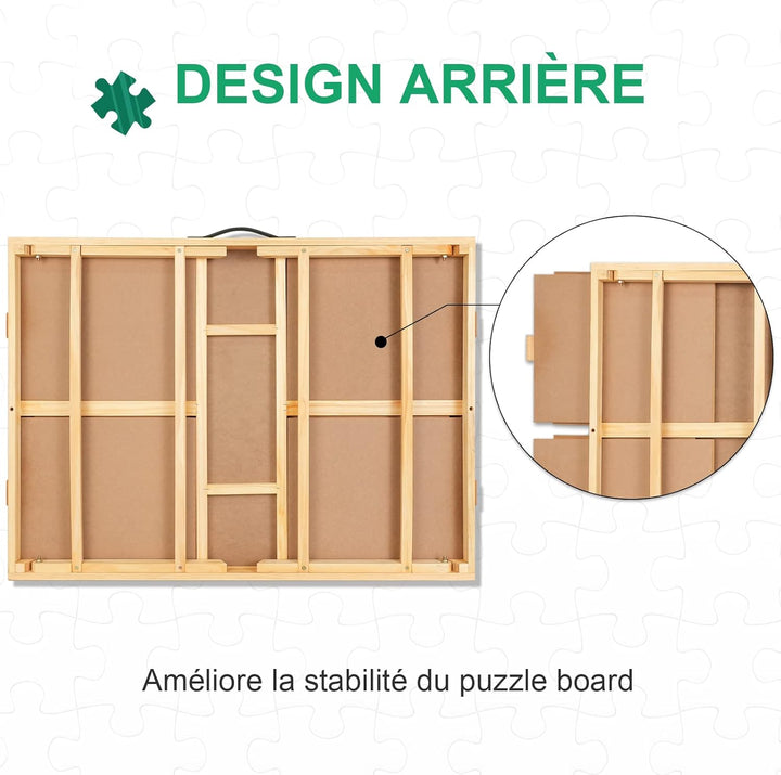 1500 Stück Tragbarer Puzzletisch mit Beinen, 64 x 87 cm Verstellbares Holz-Puzzlebrett mit 4 Schubla