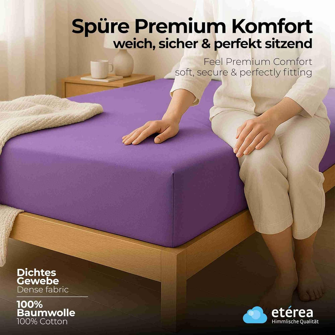 ETÉREA Jersey Spannbettlaken 140x200cm - 160x200-100% Baumwolle - Bettlaken Spannbetttuch 140x200cm