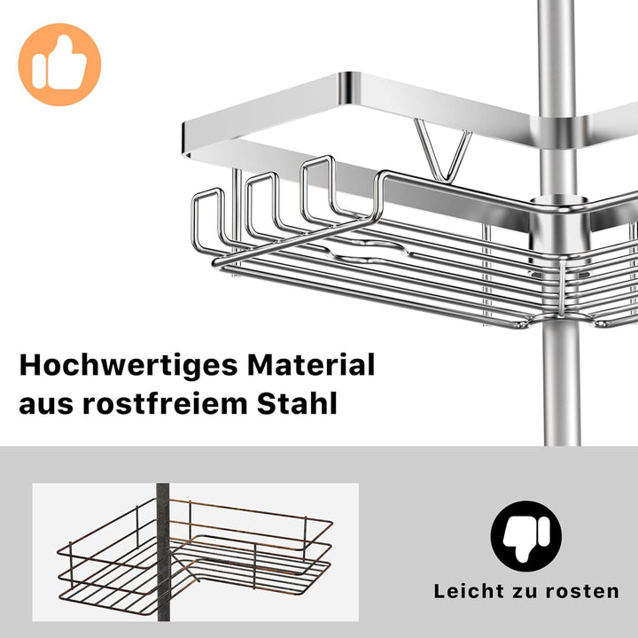 Kegii Duschablage, Teleskop Duschregal ohne Bohren, Eckregal Teleskopregal Badezimmer Organizer Edel