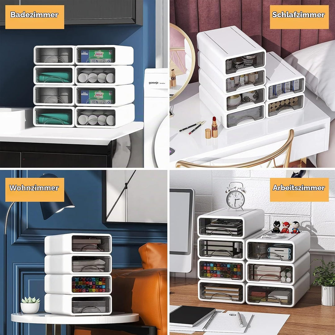 Vinteky Schubladenbox, Stapelbare Mini Aufbewahrungsbox aus hochwertigem Kunststoff (PP), Sichtbar S