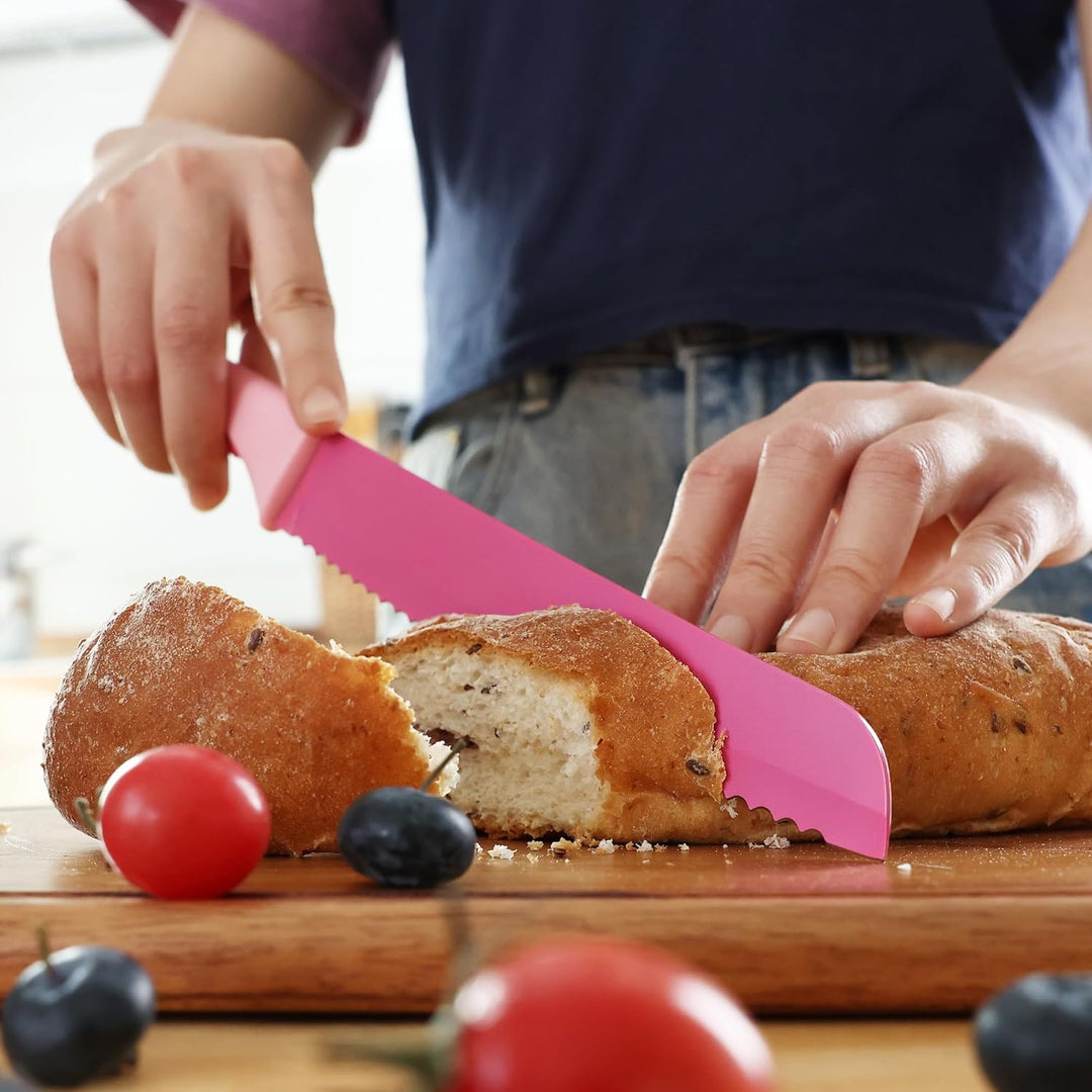 hecef 14-teilig Messerblock mit Messer, Pink, Antihaft-Beschichtung – Spülmaschinenfest, Messerblock