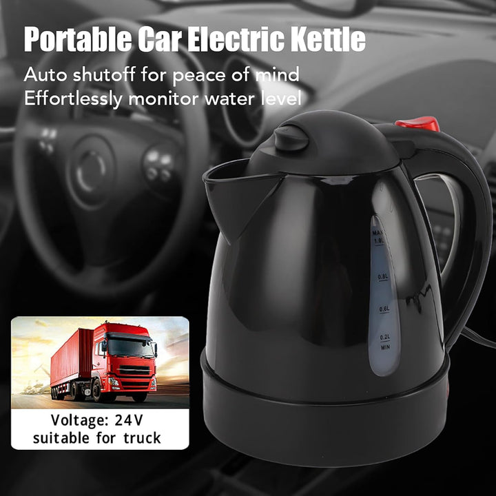 Auto Wasserkocher, 24V 1000ml Tragbare Reisewasserkocher Auto LKW Wasserkocher mit Zigarettenanzünde