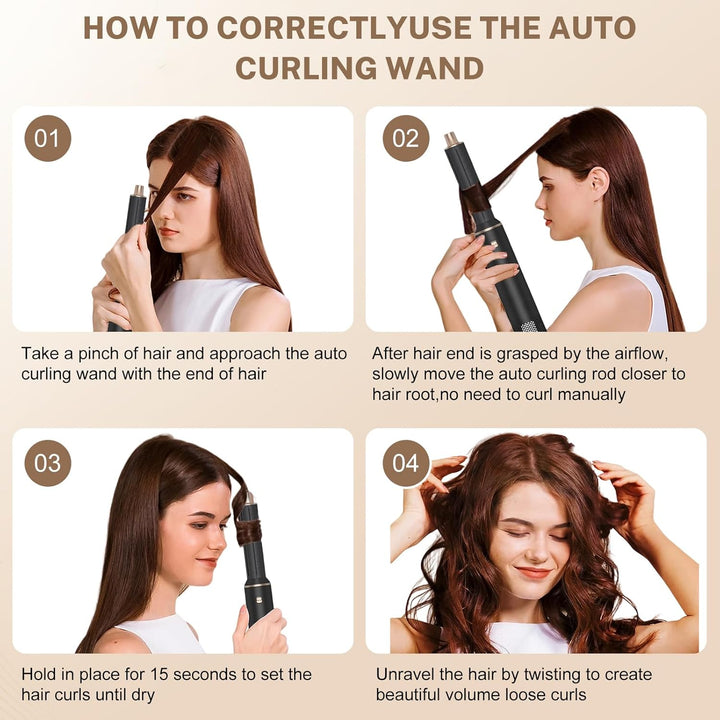 Hair Styler Set 5 in 1 Air Curler Lockenstab Negative Ionen Pflege Haarstyler Warmluftbürste mit Run