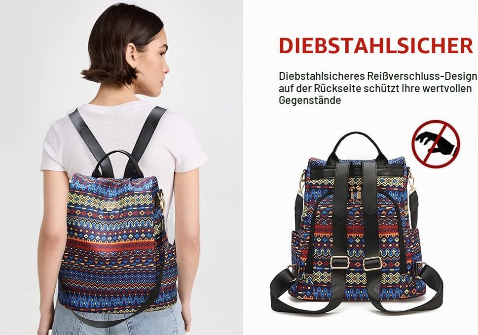 Damen Rucksack Anti Diebstahl Umhängetasche Multifunktions Schultaschen 8864-m266-c, 8864-m266-c