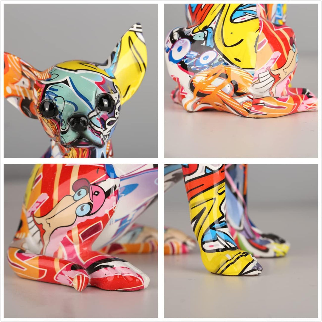 suruim Bunt Chihuahua Figur Deko, Bulldogge, Chihuahua, Hund, Statue, Wohnzimmer, Ornamente, Haus, E
