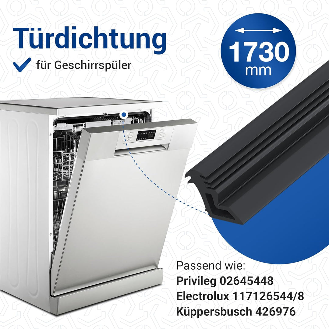VIOKS Türdichtung 3-Seitig Ersatz für AEG Electrоlux 117126544/8 1171265448 Gummidichtung 1730 mm Tü