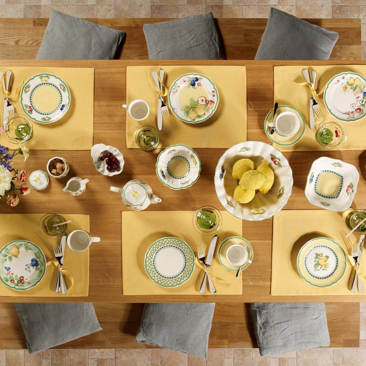 Villeroy &amp; Boch French Garden Frühstücksteller 6er Set, 20.7 cm, Dessertteller mit Zitronen-Dekor, P