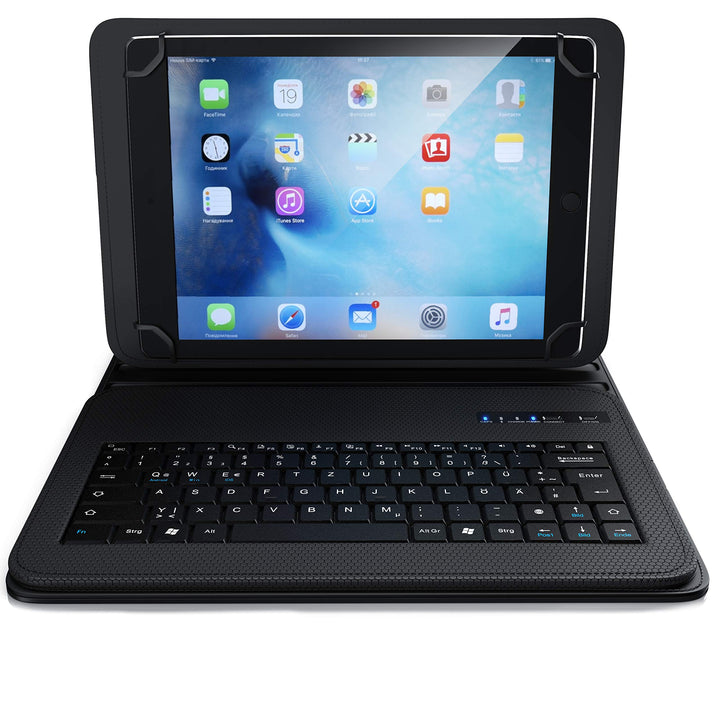 CSL - Bluetooth Tastatur mit Schutzhülle für 9-12 Zoll Tablets - magnetische Befestigung - Lightweig