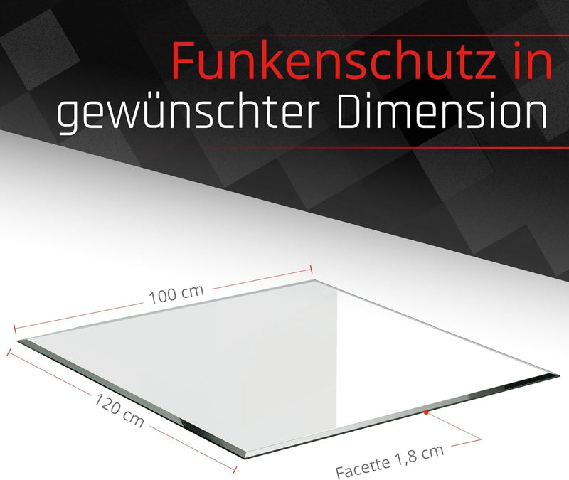 BIJON Glasplatte Rechteck für Kaminofen mit Dichtlippe, Glasbodenplatte - Funkenschutzplatte Glas mi