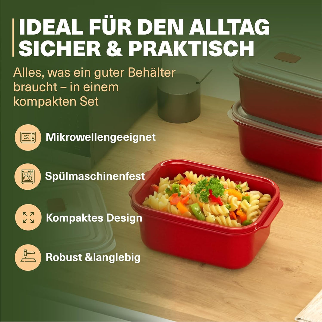 Lunchbox 2000 ml – Mikrowellenbehälter 5er Set für grosse Portionen, BPA-frei, auslaufsicher & stape