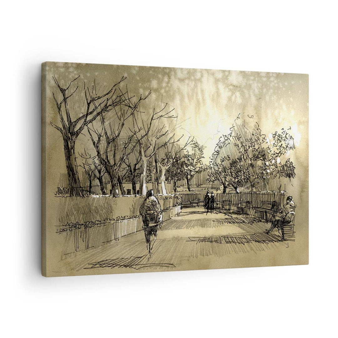 ARTTOR Bilder auf Leinwand Park Spaziergang Baum Leinwandbild 70x50cm Wandbilder Dekoration Wohnzimm
