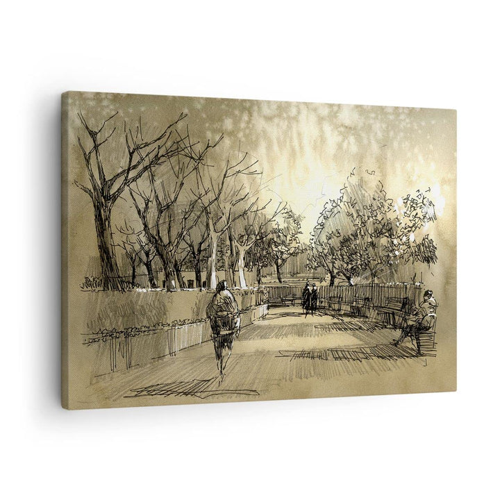 ARTTOR Bilder auf Leinwand Park Spaziergang Baum Leinwandbild 70x50cm Wandbilder Dekoration Wohnzimm