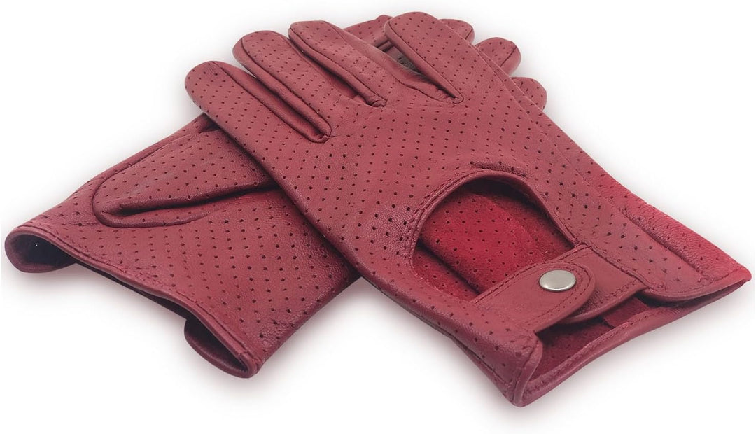 Damen Retro Weiche nd Dünne Lammfell Leder Touchscreen Fahrhandschuhe mit Maschige Large(17.78-19.05