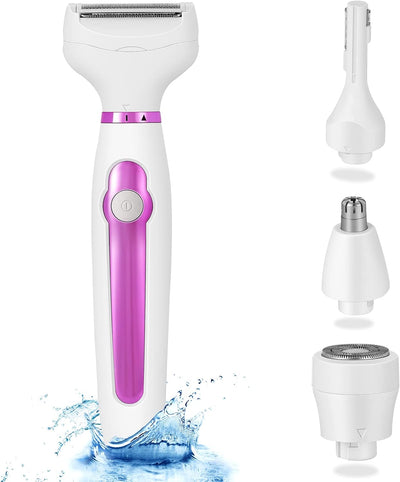 Elektrischer Rasierer für Damen Nass & Trockenrasur,4in1 Damenrasierer Ladyshaver Elektrorasierer, A
