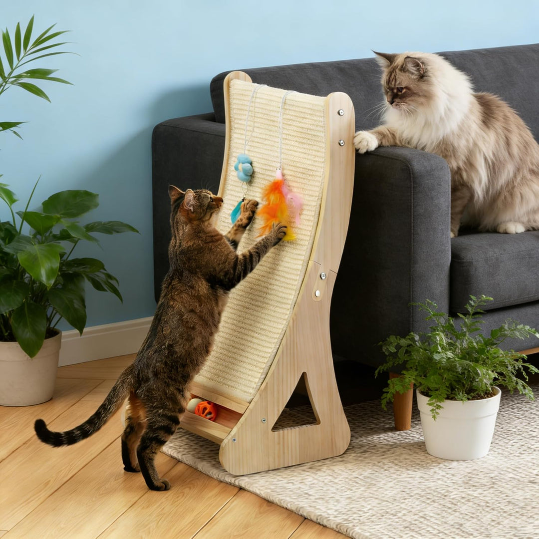 Katzen Kratzbrett Dual-Use Kratzpappe für Katzen Gross 63cm Gebogen Kratzmöbel Katze 100% Natürliche
