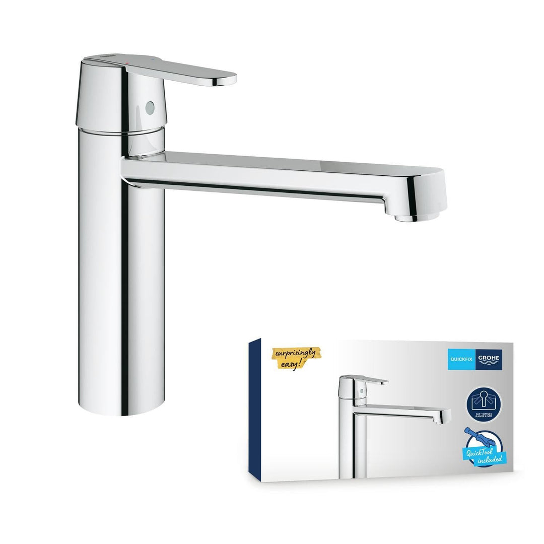 GROHE Get - Einhand- Spültischarmatur (mittelhoher Auslauf, Schwenkbereich 140°, Einlochmontage), ch