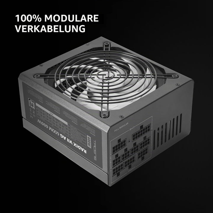 Tacens Radix VII AG 600, Vollmodulares 600W ATX-Netzteil, 10 Jahre Garantie, 80Plus Silver, 87% Wirk