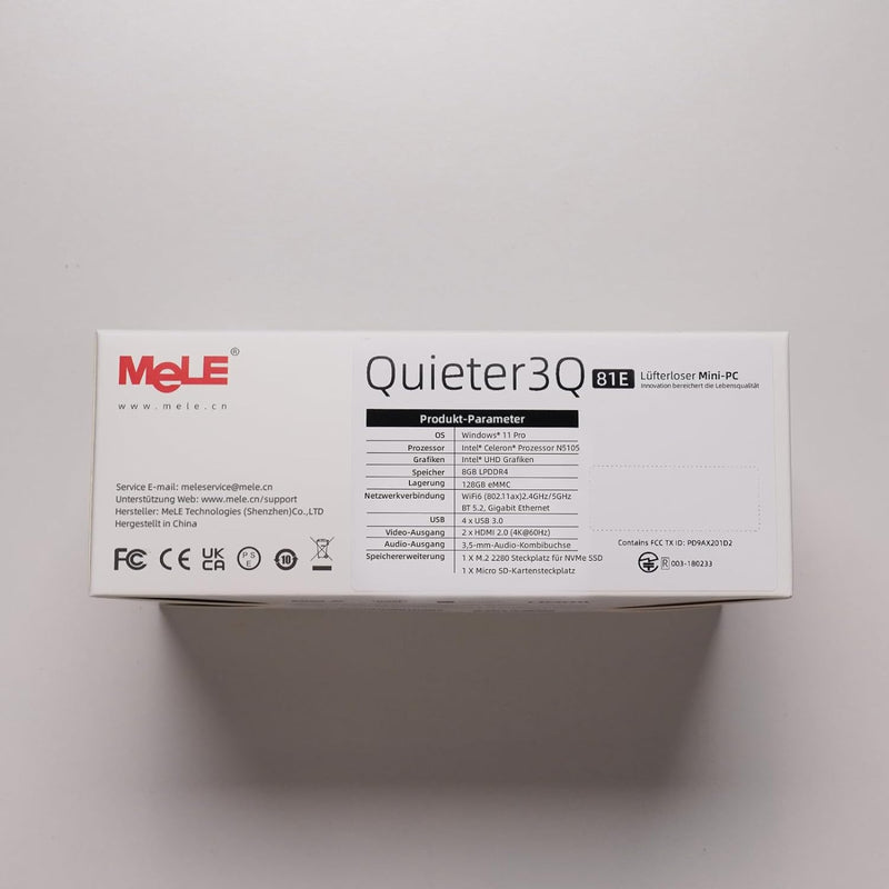 MeLE Mini PC, Quieter3Q Celeron N5105 8GB 128GB Windows 11 Pro Micro Computer Lüfterlose Kleine Desk