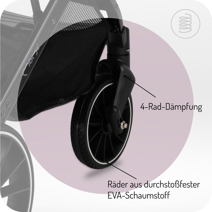 MoMi ESTELLE DAKAR Kinderwagen ab 6. Monat (bis 22 kg), klappbarer Buggy mit 5-Punkt-Sicherheitsgurt