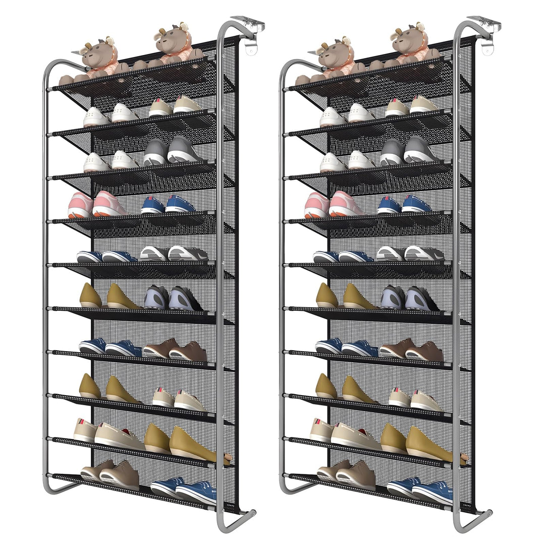 DBREAKS 2 Stück 10-Tier Verstellbares Schuhregal über der Tür, Shoe Organizer, Schuhregal Hängend, S