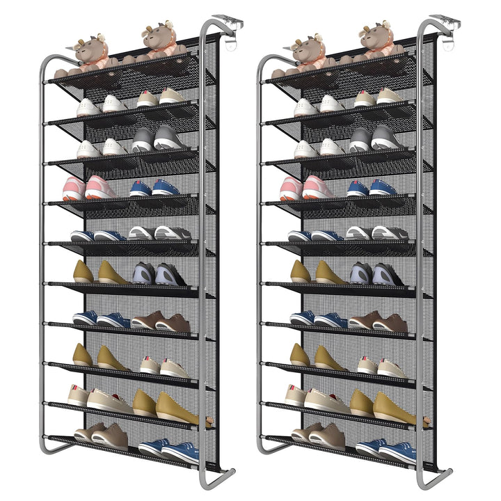 DBREAKS 2 Stück 10-Tier Verstellbares Schuhregal über der Tür, Shoe Organizer, Schuhregal Hängend, S