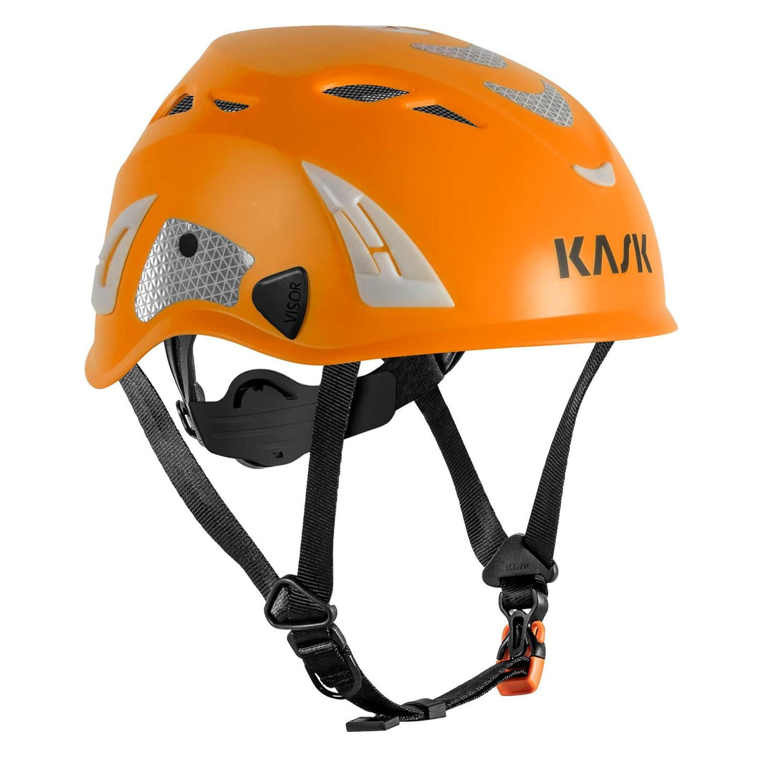 KASK Schutzhelm Superplasma AQ HI VIZ - Arbeitsschutzhelm, Drehrad, Reflexstreifen, EN 397 Orange, O